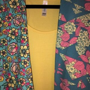 XL yellow perfect t with 2 pair TC leggings